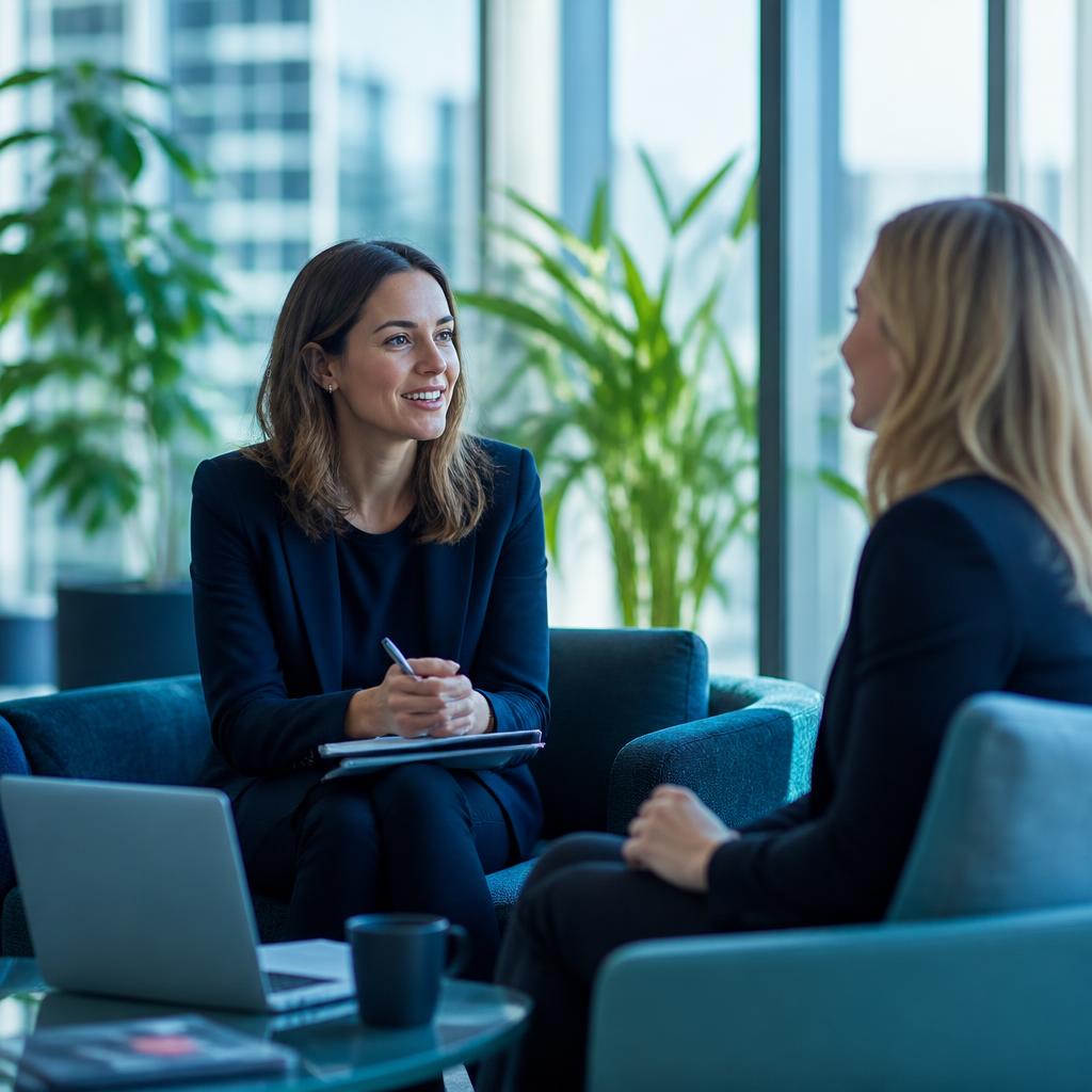 Échange chaleureux entre deux professionnelles